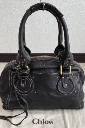 Chloe Paddington Handbag Mini Boston Brown Leather With Gold Padlock Used