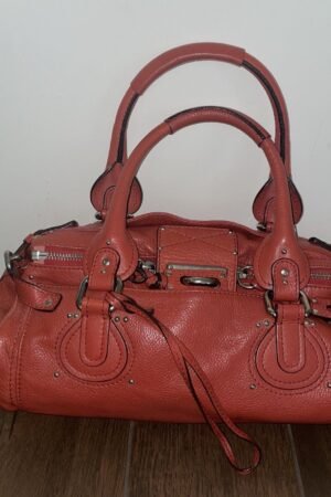 Chloe Paddington Hand Shoulder Bag Red orange Leather Silver hardware-NO LOCK.
